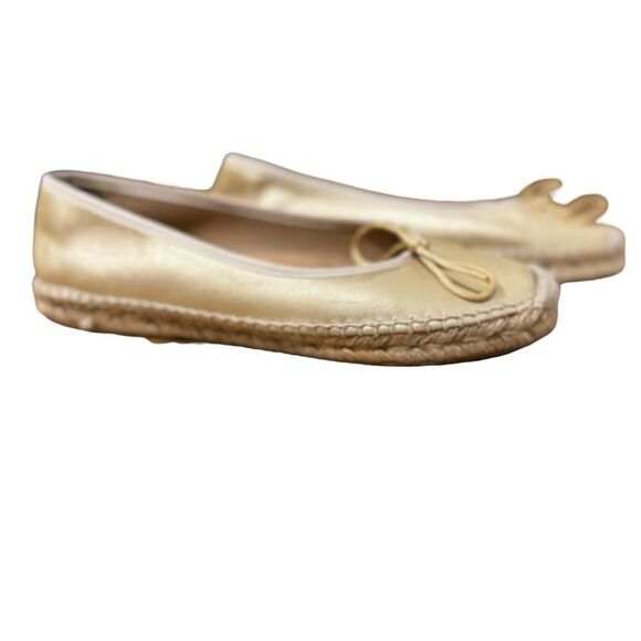 Jon Josef Paloma Nappa Gold Espadrille Leather Bow Flats - Picture 7 of 10